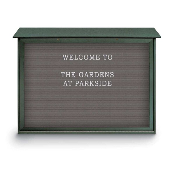 Outdoor Enclosed Combo Board, 48"x36", Blk Frame/Wht Porc & Medium Grey
